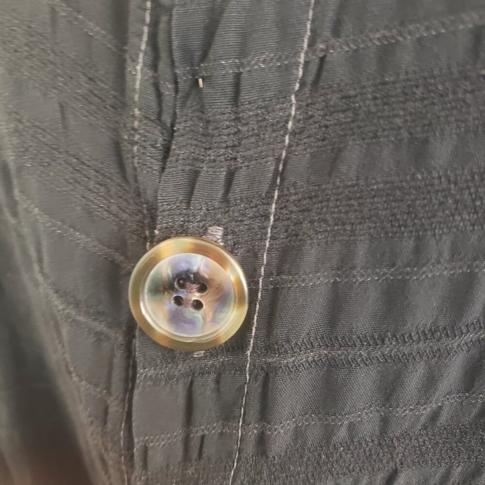 CP Shades Shirt Black Stripe Rayon Collar Button Front Long Sleeve Large - Picture 5 of 9